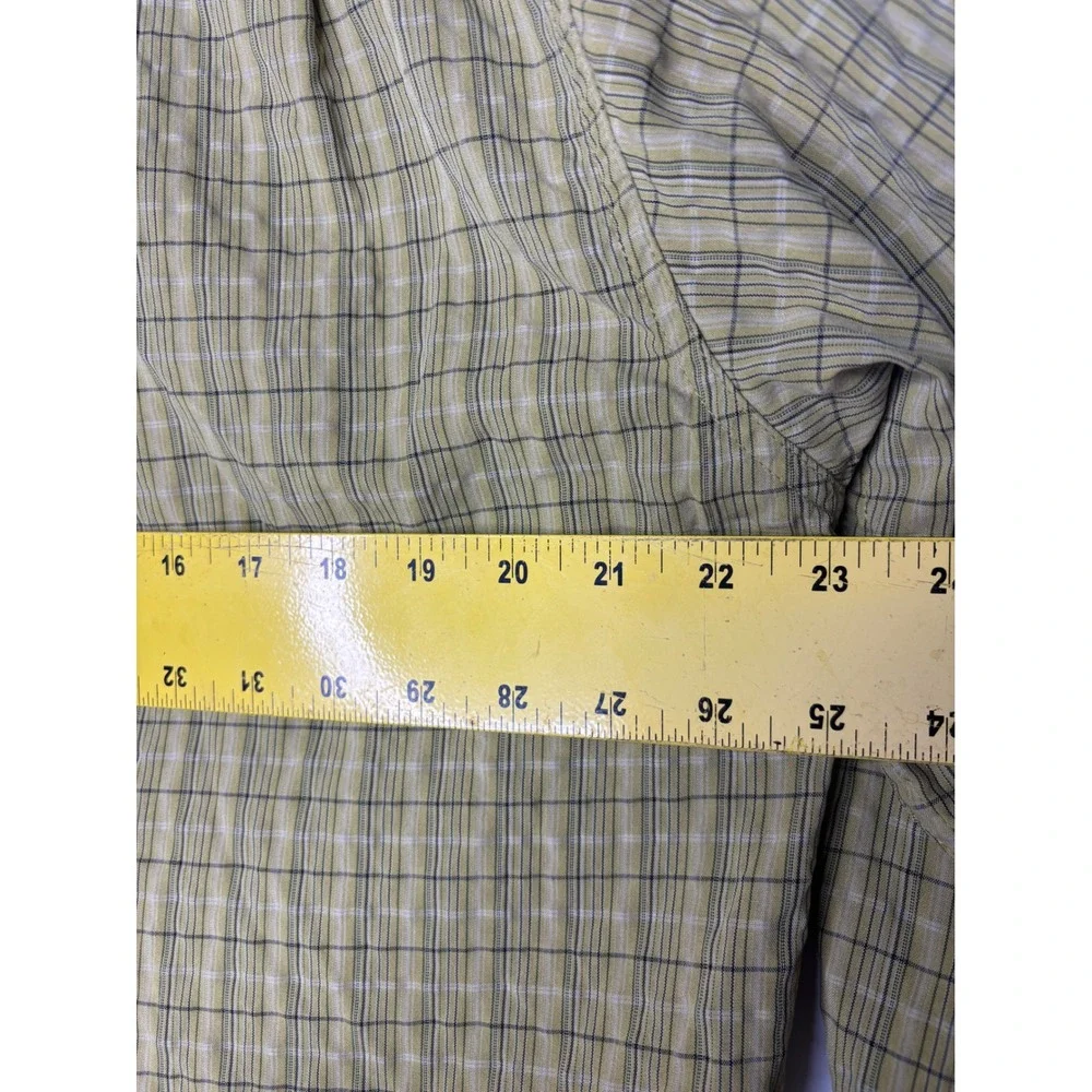 The North Face Mens Large AB5L Plaid Button Down Hiking Shirt Olive Green Long S